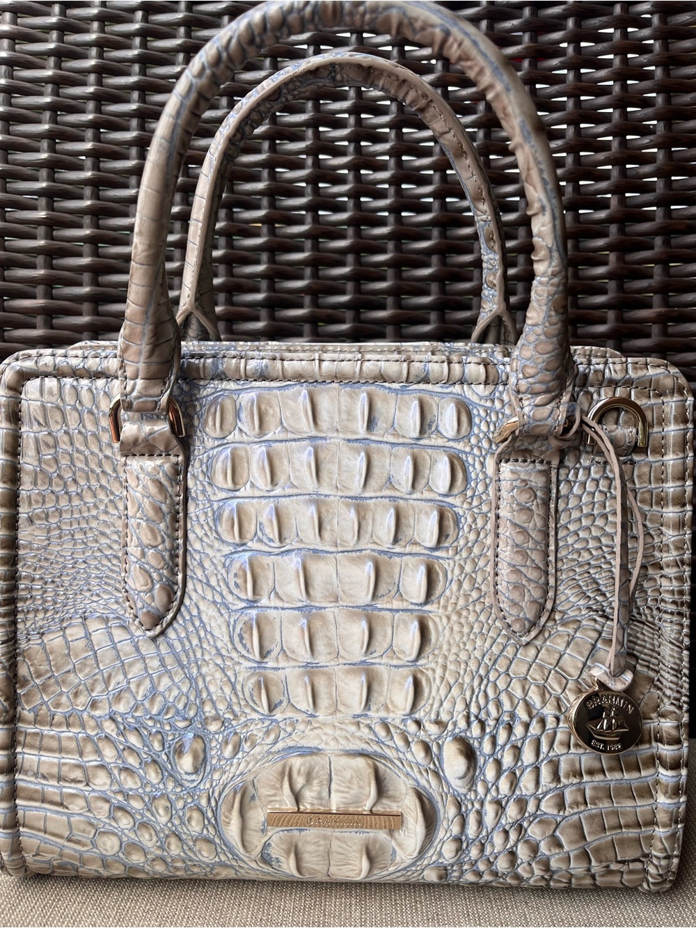 NWT Brahmin CAMI in MINDFUL GREY Ombre Melbourne Satchel